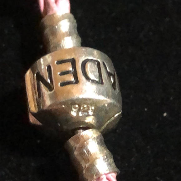 Pink Serjaden Leather Sterling Bracelet With Three 925 Charms - Picture 7 of 14